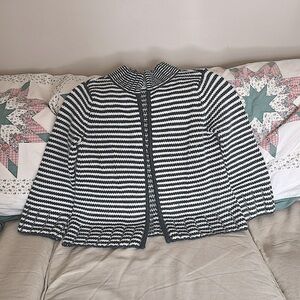 Talbots petites, size medium petite, white and charcoal grey striped pattern